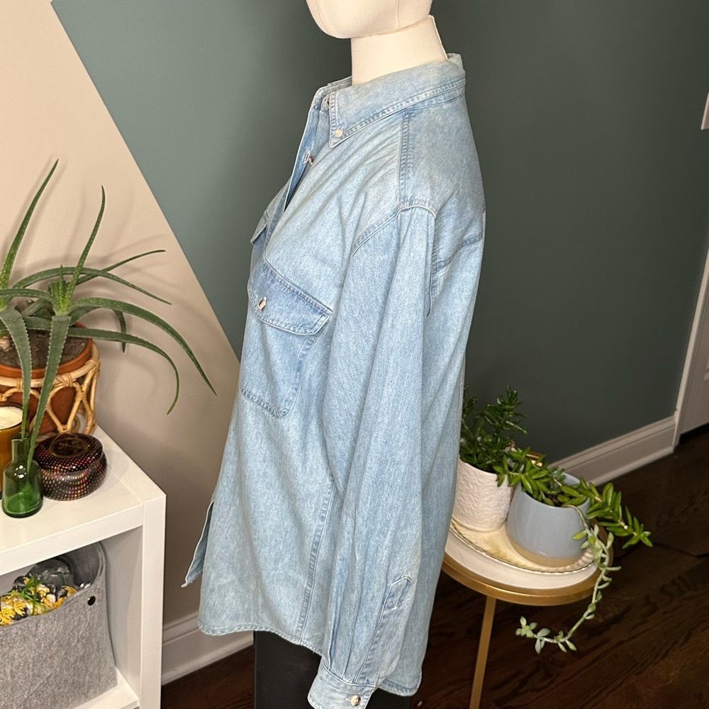 Vintage Union Khaki Denim Shirt Rugged Workwear Y2K Oversized Button-Up Menswear - Picture 3 of 12